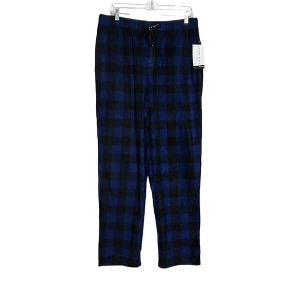 NWT Perry Ellis Fleece Pajama Pants Black and Blue Size Large - Picture 1 of 6